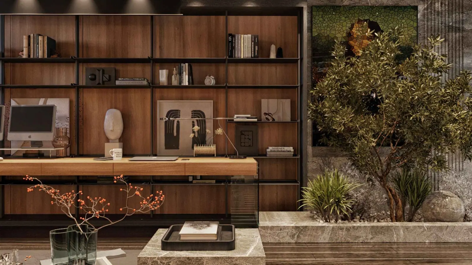 Library wall and vertical garden — DAP Yapı Levent, Levent, Istanbul