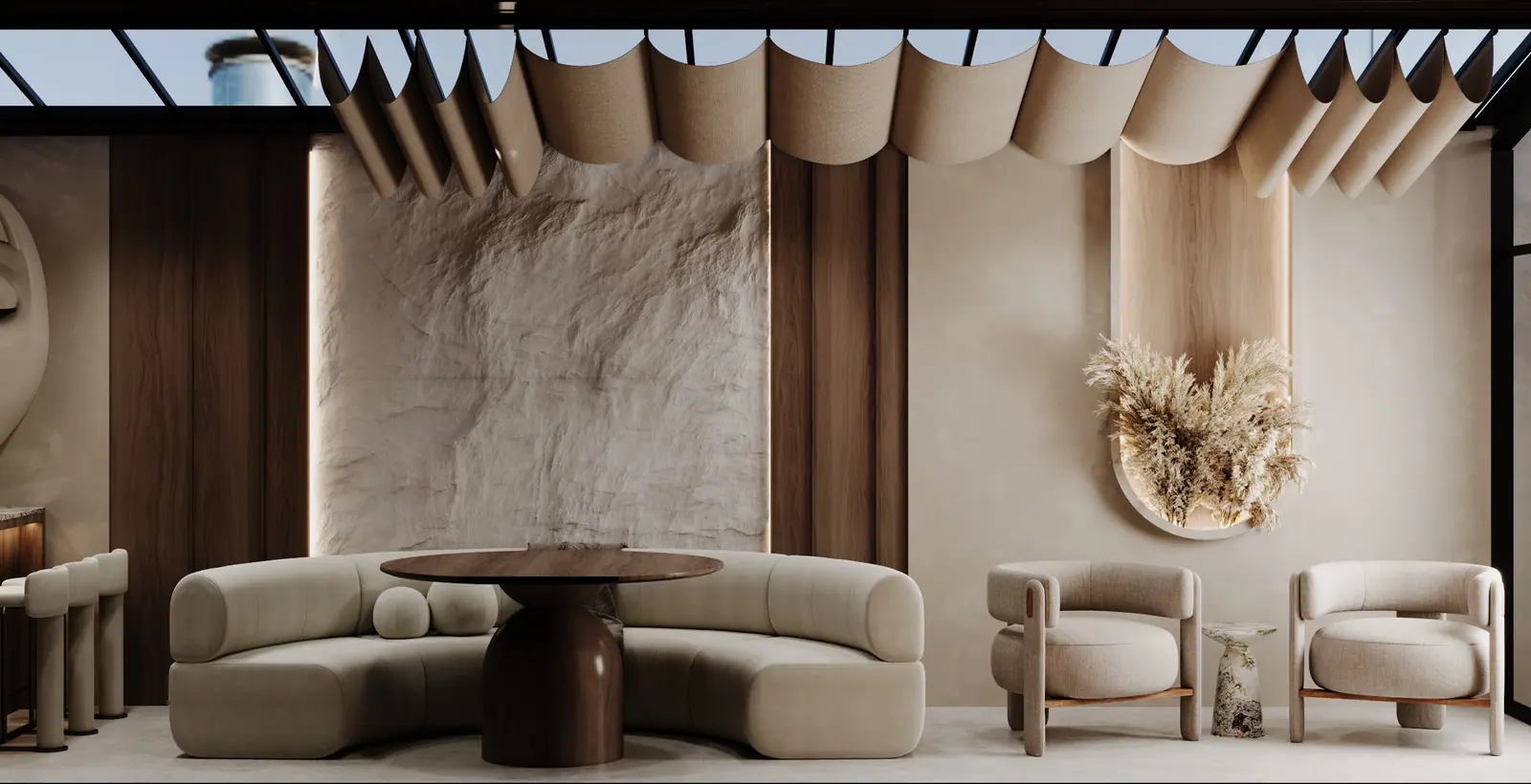 Seating corner with curved armchairs — Alyakent Winter Garden, Bahçeşehir, Istanbul